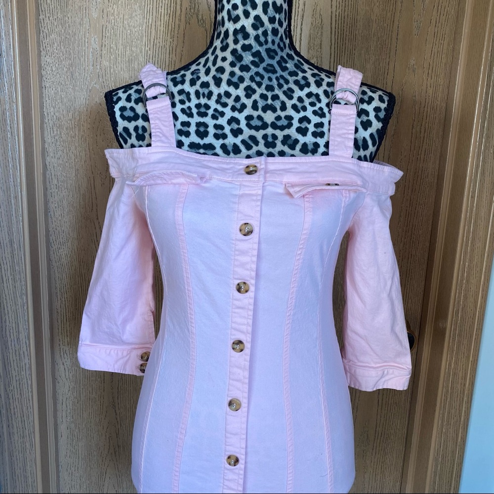 Unique Bubblegum pink mini dress, off-shoulder, with adjustable straps size M